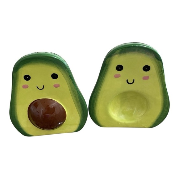 Other - Happy Avocado Salt & Pepper Set, Sass & Belle, Vintage Set of Guacamole Avocodas